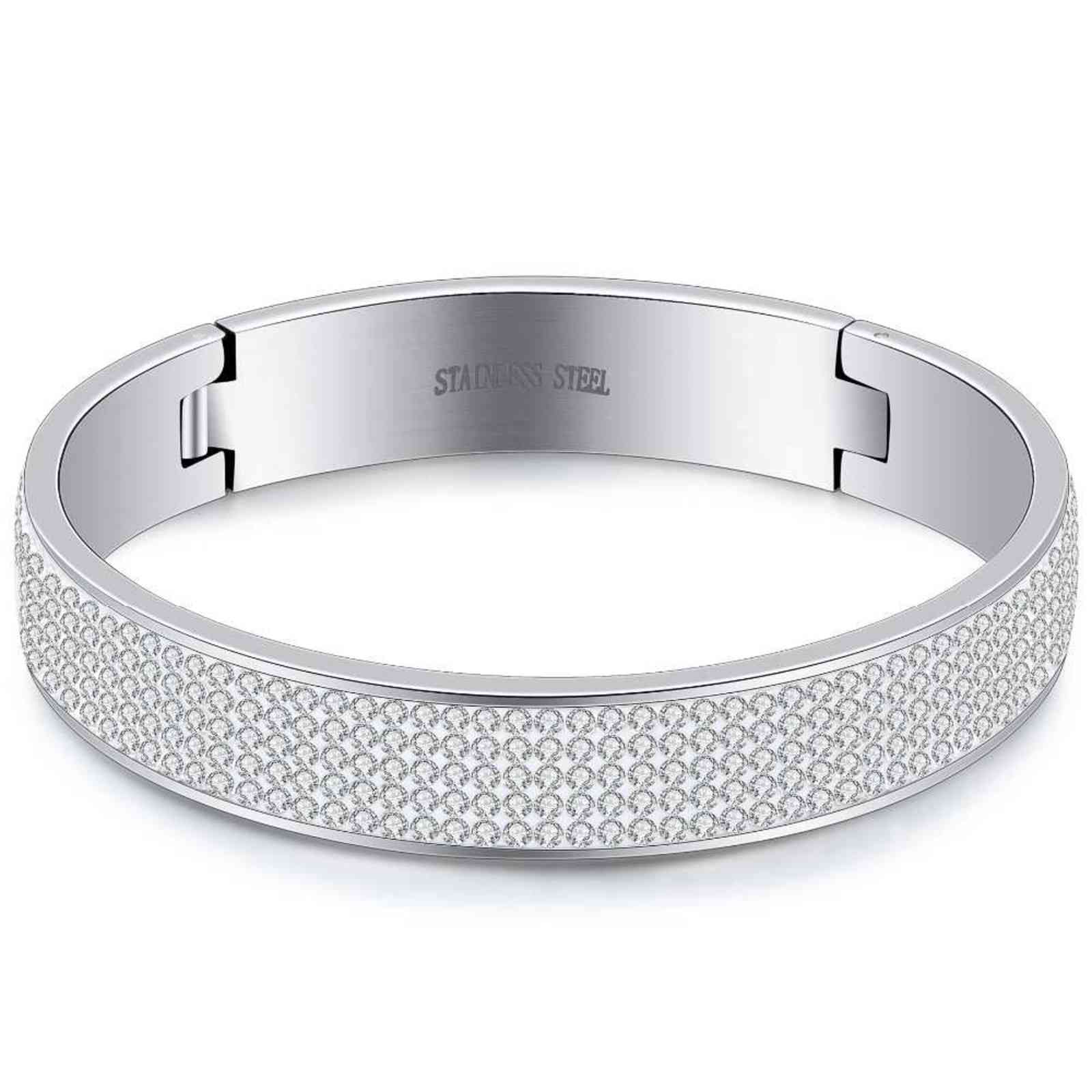 

Wholesale Price Clear Color Crystal Custom Jewelry Stainless Steel Bangles Wedding/engaement Bangle