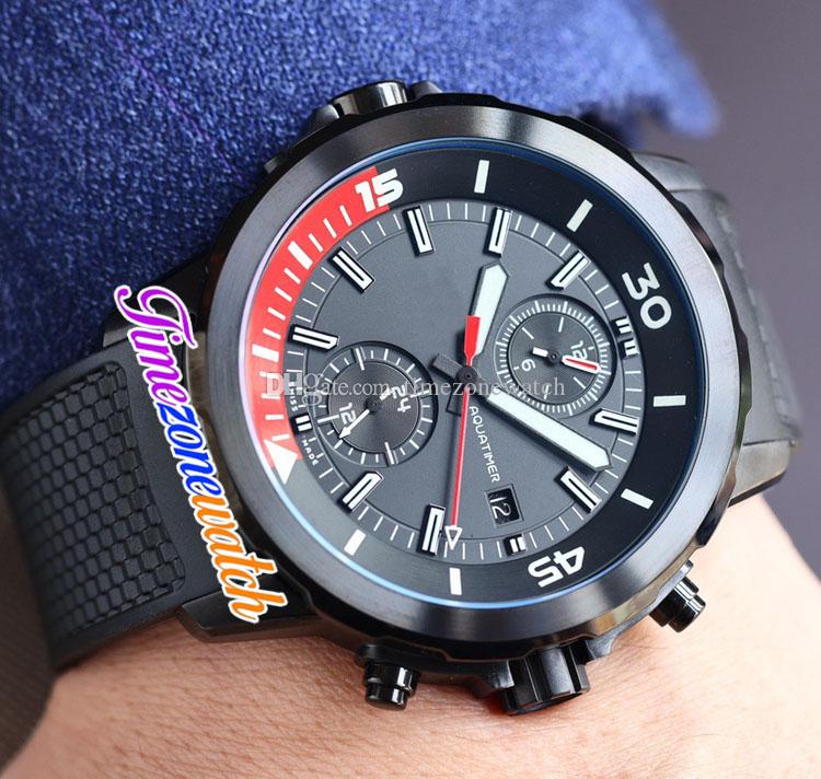 

44mm Aquatimer Family IW379505 4813 Automatic Mens Watch Black Dial Red Inner Pvd Black Steel Case Rubber Strap Sport Watches (No Chronograph) Timezonewatch, E203b (2)
