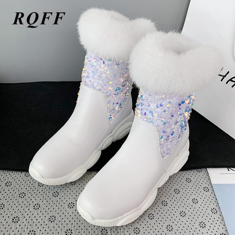 

Gray White Brown Autumn Ankle Boots Women Plus Big Size 12 Boot Fashion Med Flat With Heels Shoes Woman Bling Solid Flock Pu, Black