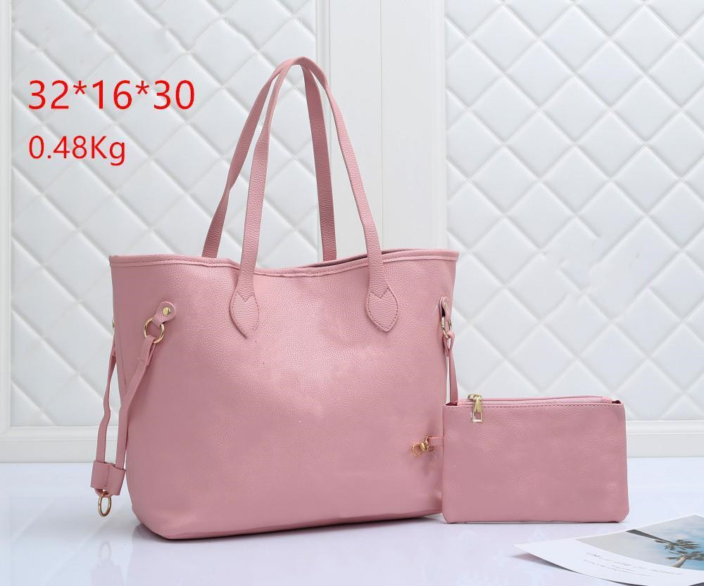 

YQ 2pcs/set Designer with wallet Women Shoulder Bag Tote Pochette PU Leather Fashion Handbags Crossbody Composite bags lady Clutch Never Purse full M40995, Extra shipping