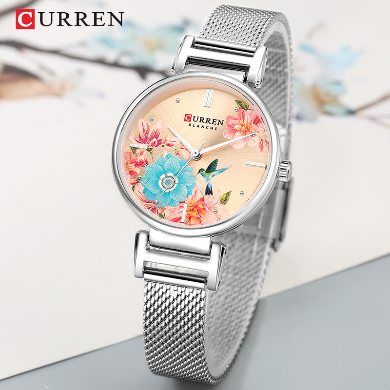 

CURREN Women Watches Fashion Unique Dial Waterproof Quartz Ladies Wristwatch Mesh Belt Stainless Steel Elegant Relogio Feminino 210517, L black