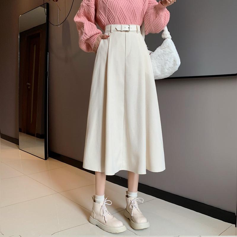 

Skirts 2021 Super Fire High Waist Slim And Versatile Drape Over-the-knee Long Skirt, See chart