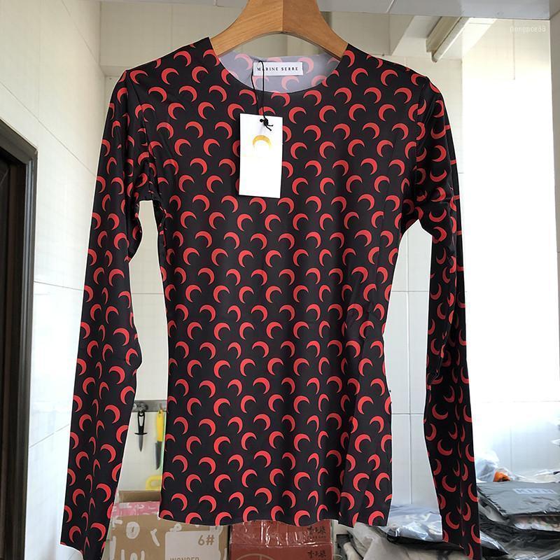 

Marine Serre Bottoming T-Shirt Women Loog Sleeve sell Half moon Tights Top Tees Marine Serre t shirt women11 TVEI, White