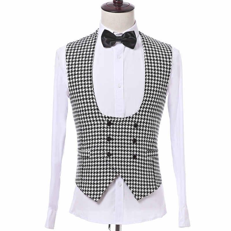 

Men's Vests Houndstooth Vest With Double Breasted For Gentleman Suit Single One Piece Casual Man Waistcoat Fashion Costume, Same as image