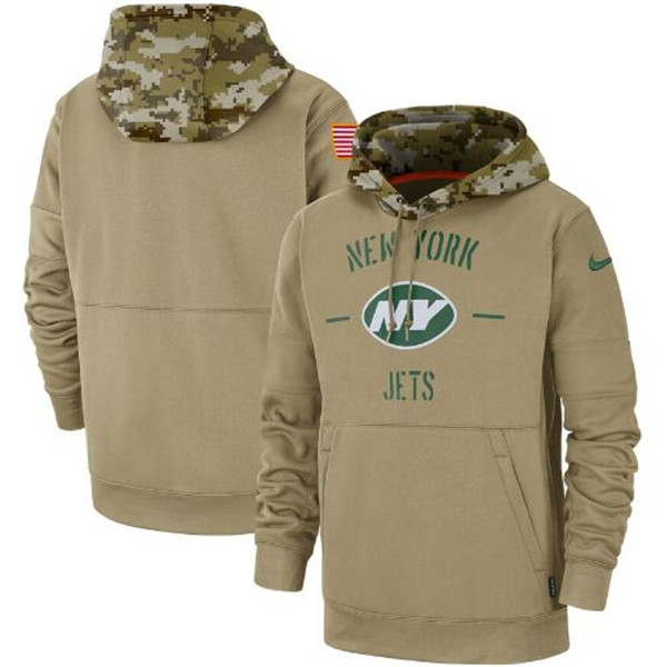 

Men's New York Jets Nike Football Jerseys 2019-20 Authentic Salute to Service Therma Performance Pullover NFL Hoodie - Khaki