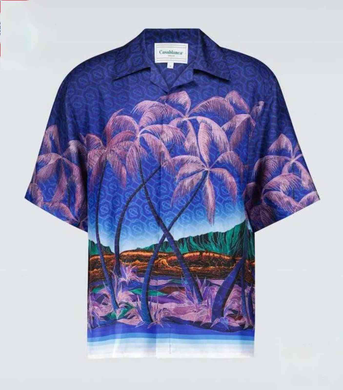 

Men' new Casablanca printed silk shirt London 38JV, Taomaile