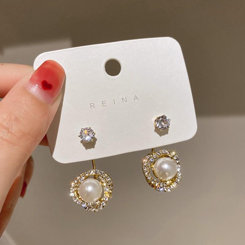 

Dangle & Chandelier 2021 Contracted Sweet Pearl Flowers Modelling Women Earrings Fashion Lovely Joker Fresh Crystal Temperament, Silver