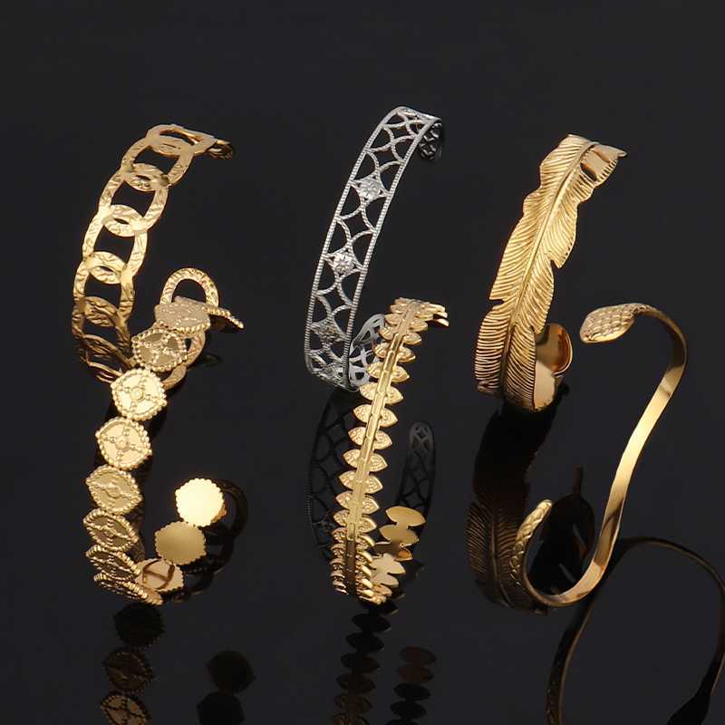 

Snake Bangle Bracelets Punk Curb Cuban Chain Bracelets Stainless Steel Bracelet for Women Geometric Gold Open Cuff Bracelet Q0719