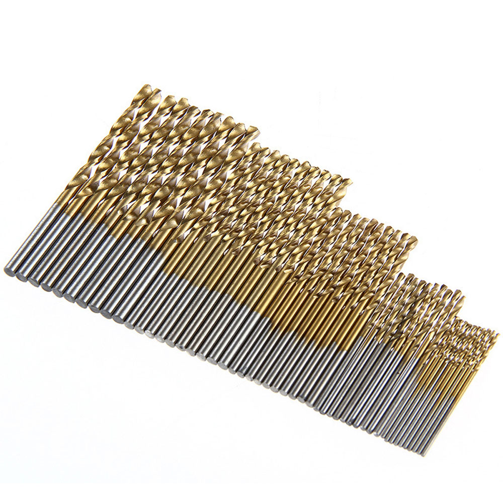 

50pcs/pack Twist Drill Bit Multi 1-3mm Mutiple Specifications Titanium Plating and HSS Auger-drill Head