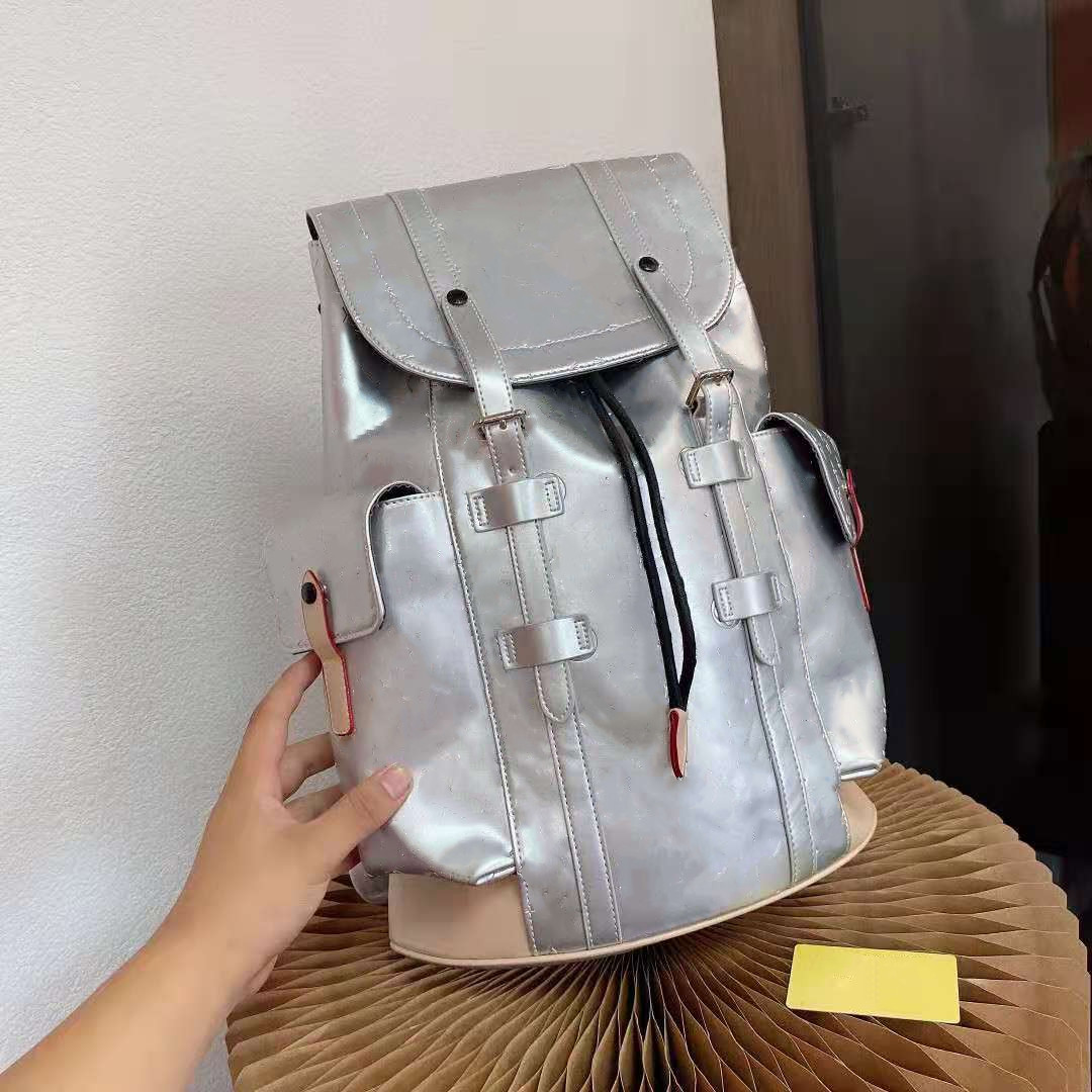 

Silver Girls Man Backpack Womens Bags Unisex Style Travel Bag Embossed Rucksack Men Handbag Bookbags Women Designer Sports Backpacks, Customize