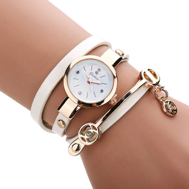 

Women Bracelet Watch Ladies Leather Strap Rhinestone Quartz Wristwatch Luxury Fashion Top Brand Orologio Donna Wristwatches, Silver