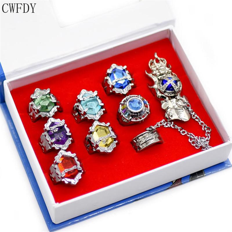 

Wedding Rings 7pcs/Set Fashion Jewelry Ring Katekyo Hitman Reborn Sawada Tsunayoshi Anime Cosplay Vongola For Men Women Kids Gift