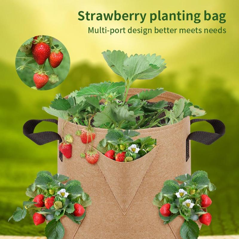 

Strawberry Planting Grow Bags Multi-Port Plant Bag Waterproof Reusable Felt Material Container For Potatoes Onions Flowers Planters & Pots