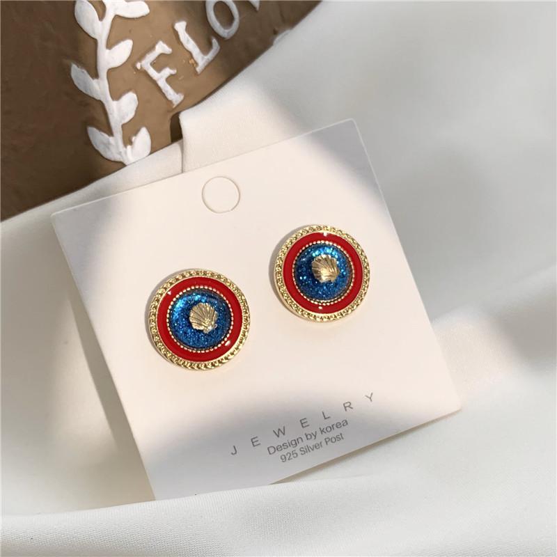 

Stud Ruanme Fashion Temperament Contracted Retro Earring Shells Eardrop Circular Earrings Women Geometric Jewelry, Golden;silver
