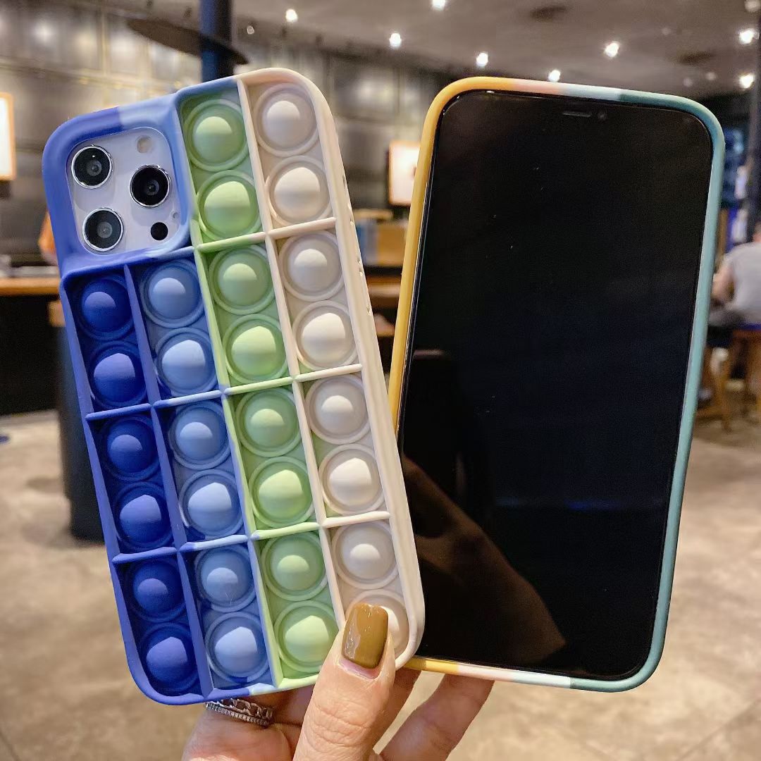 

Pop It Phone Case Fidget Toys Silicone Case For Iphone 11 12 Pro Max Mini 7 8 Plus X XR XS Reliver Stress Push It Bubble Cover