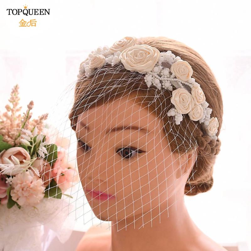 

Bridal Veils TOPQUEEN S323-W-WSFG Birdcage Veil Blusher Headband For Hair Accessories Vintage Face Lolita Flowers, Black