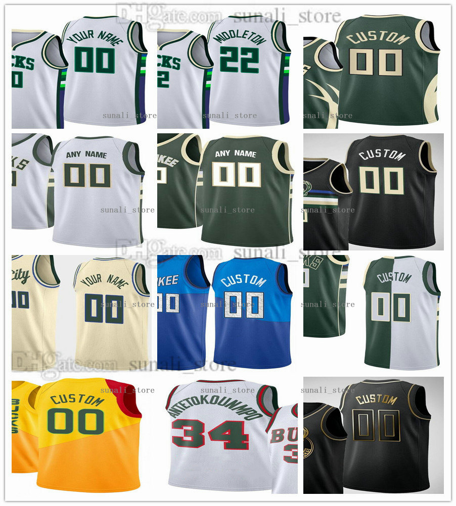 

Printed Basketball Giannis Antetokounmpo 34 Jerseys Khris Middleton 22 Jrue Holiday 21 Bobby Portis Jr. 9 Donte DiVincenzo 0 Pat Connaughton 24 Men Women Kids Youth, Green