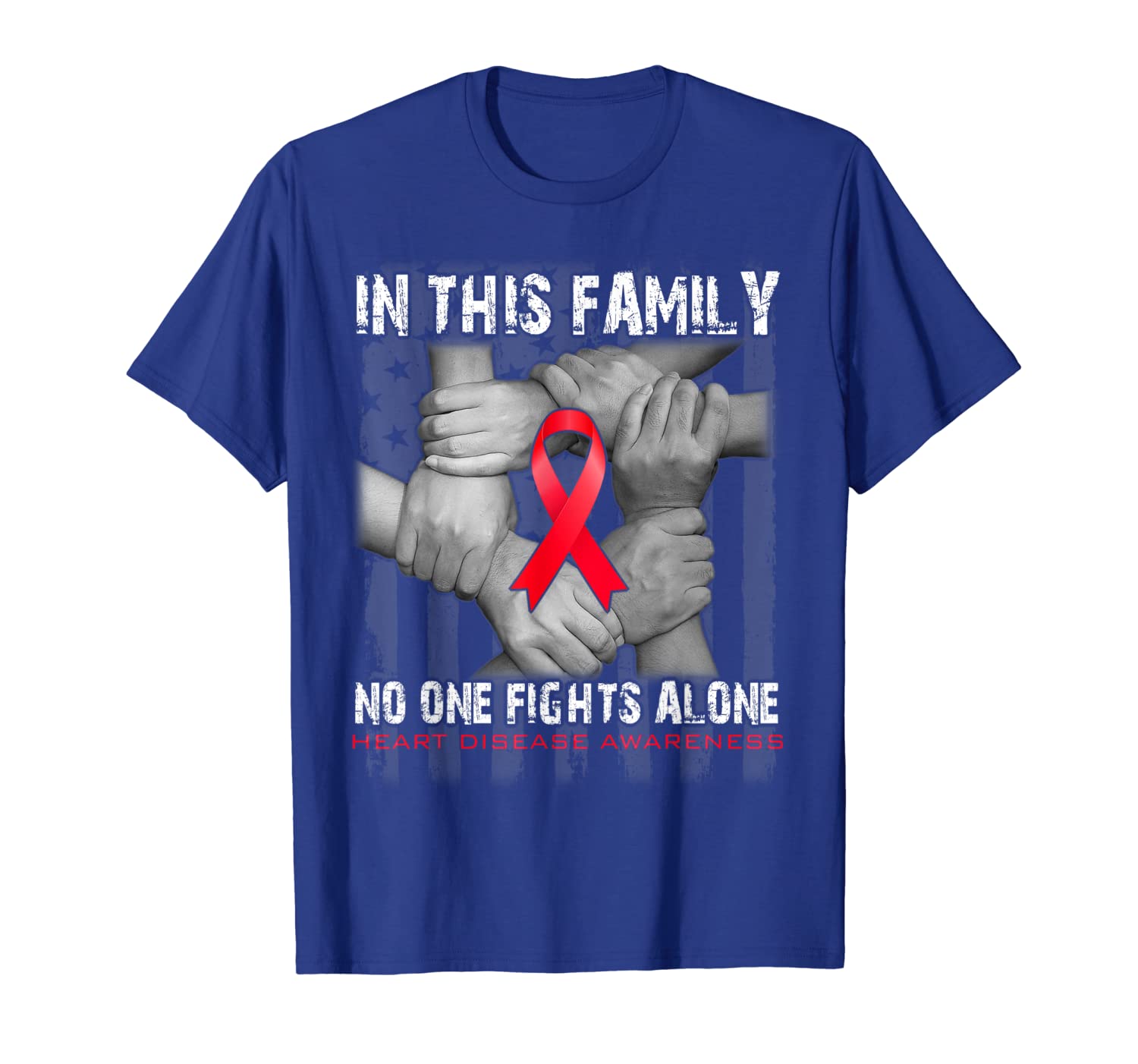 

in this family no one fights alone heart disease t-shirt, White;black