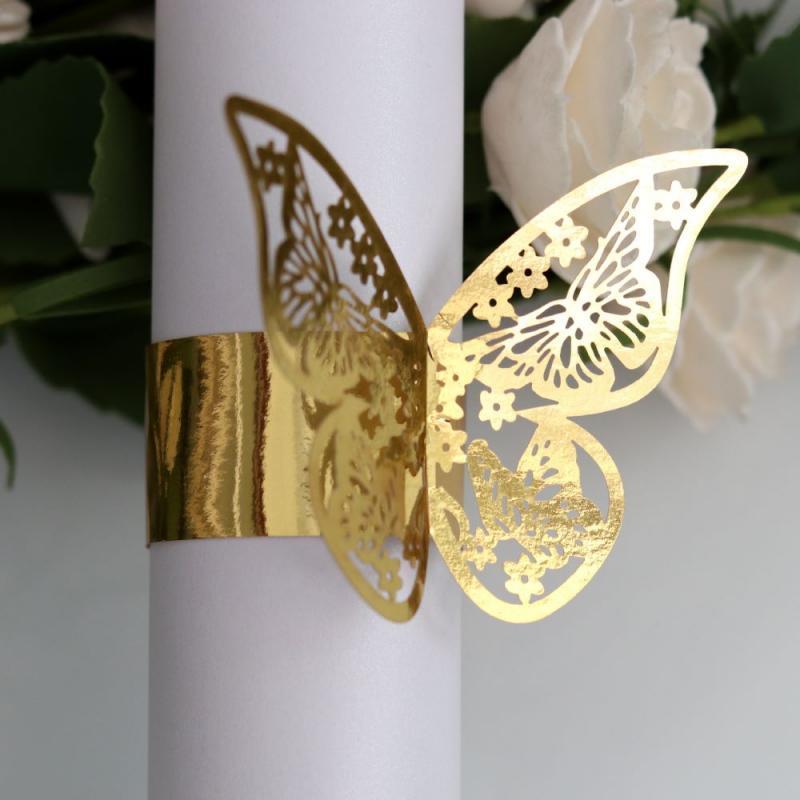 

Napkin Rings 50pcs Butterfly Ring Laser Cut Paper Holder Towel El Birthday Wedding Christmas Party Table Decoration