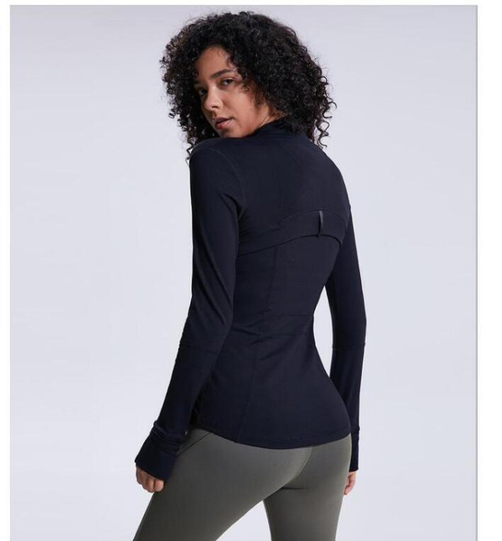 

L-78 Autumn Winter new solid color yoga sports jacket for autumn and winter women's self-cultivation zipper fitness running long-sleeved jacket, White;red