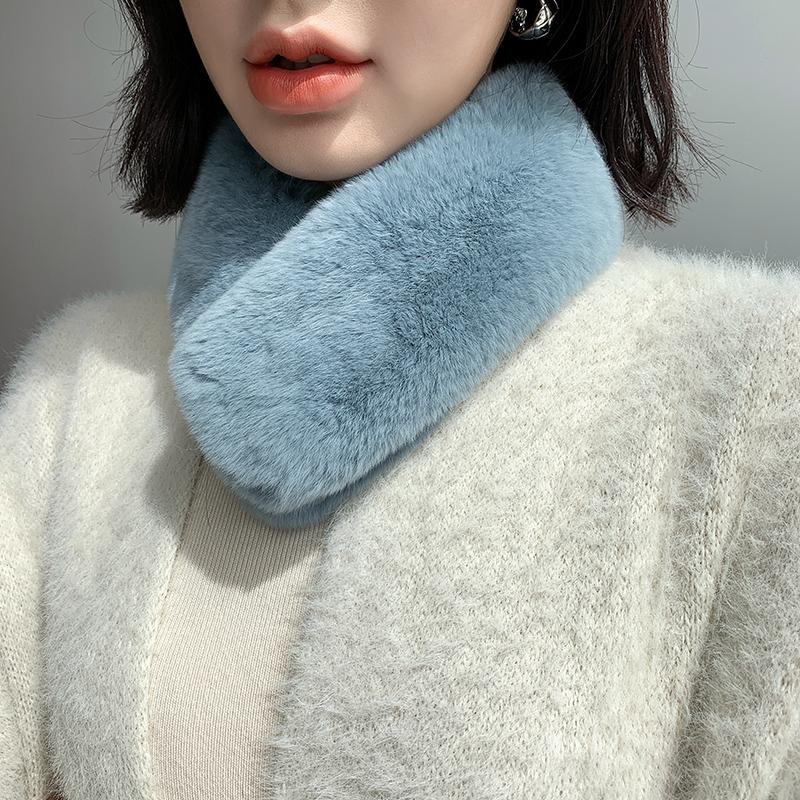

Scarves ZDFURS* Rex Fur Scarf Winter Keep Warm Collar Whole Skin Double Small Real
