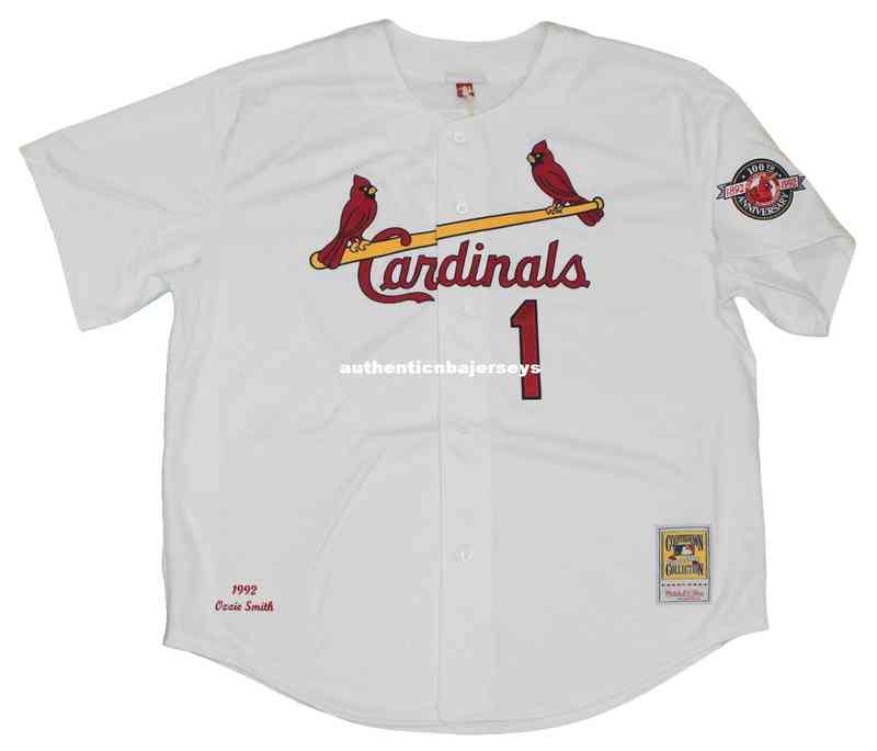 

Throwback Ozzie Smith #1 Mitchell & Ness White Retro 1992 Jersey