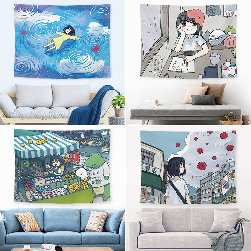 

tapestry japanese hand-painted background cloth wall decoration blanket dormitory