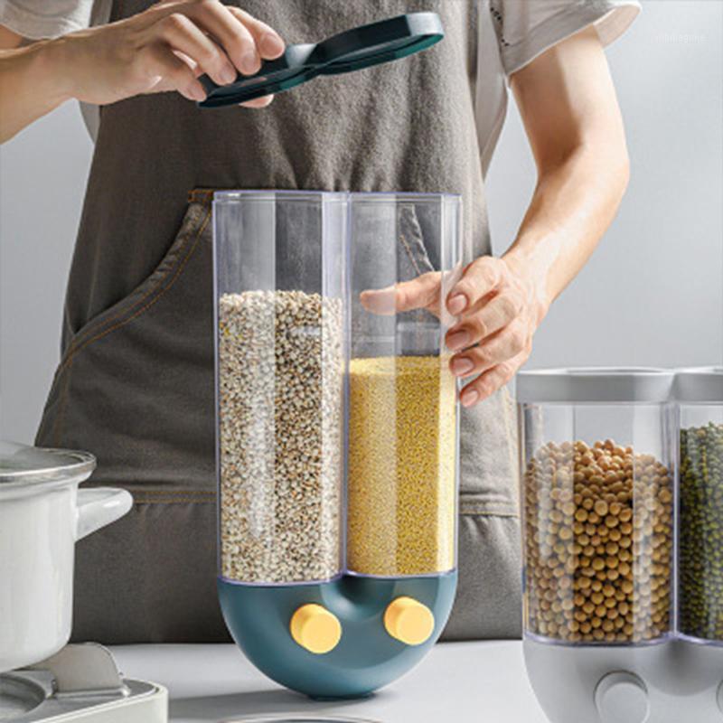 

Storage Bottles & Jars Kitchen Sealed Boxes Cereal Rice Grain Bean Bucket Moisture Proof Plastic Automatic Press Out Wall-Mounted