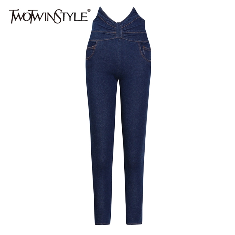 

Minimalist Bodycon Denim Pencil Pants For Women High Waist Slim Black Jeans Female Fashion Stylish Spring 210521, Blue
