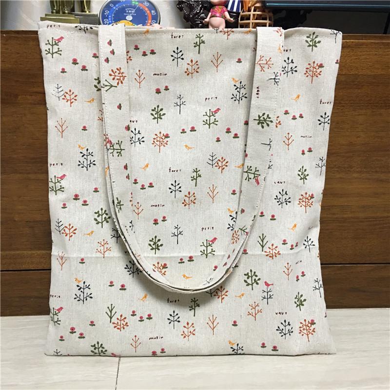 

Shopping Bags YILE Cotton Linen Tote Shoulder Carrying Bag Eco Drawstring Backpack Small Tree Branch Flower Bird 170203-1, 1 layer