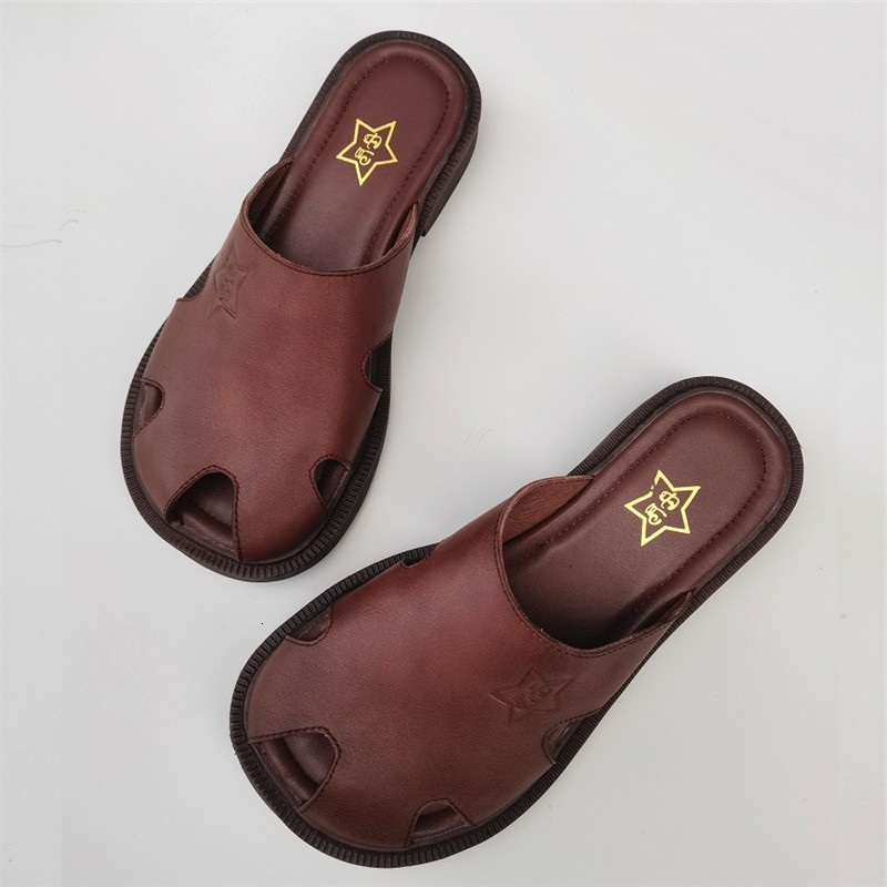 

dress shoes mule slip in flatshoes women's summer 100% barefoot of genuine leather women's 4j78, Black