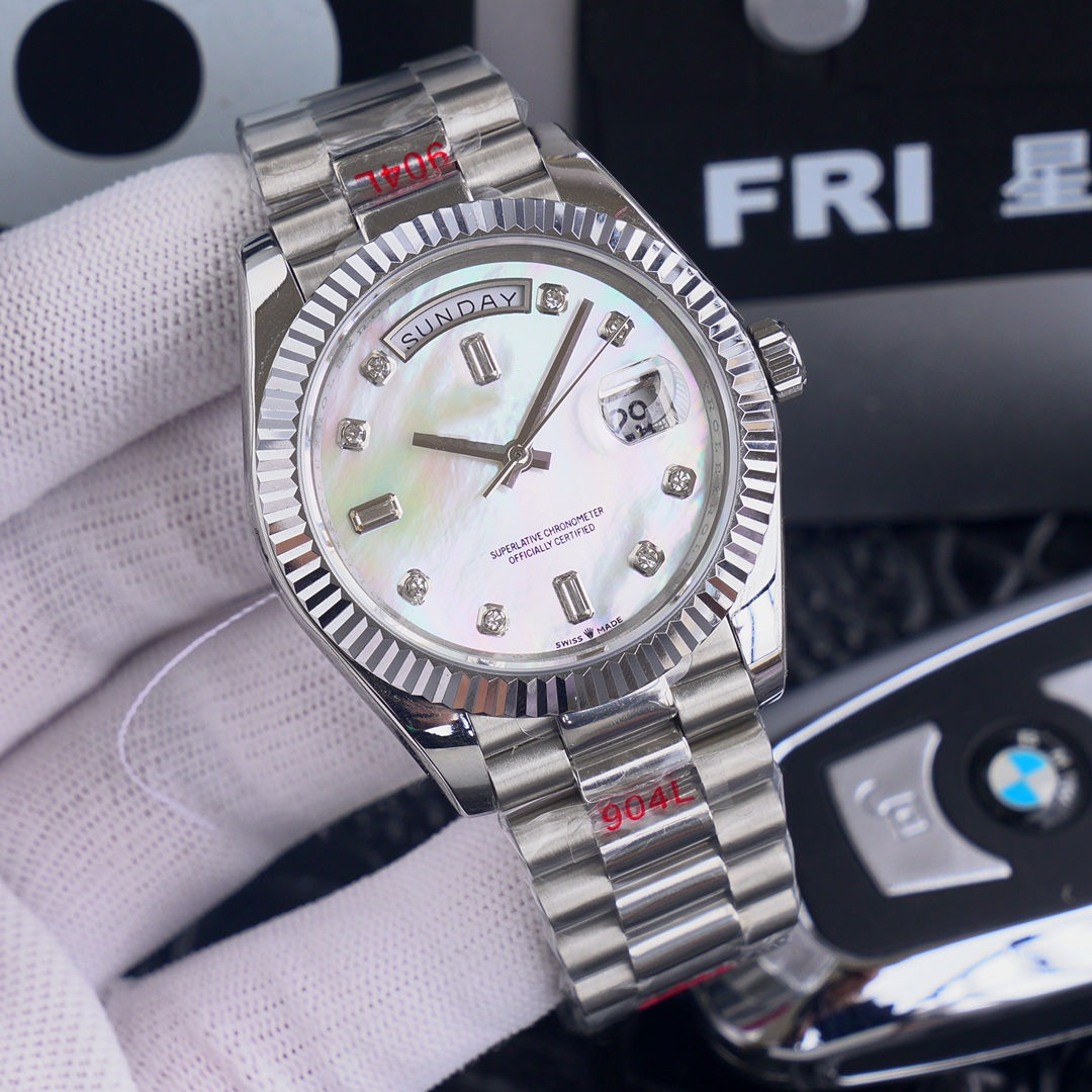 

41MM DAYDATE High Quality Men's Watch Automatic Mechanical Stainless Steel Strap Mens Watches Diamond Dial Decoration Dress Male Wristwatches For Man Clock, Sapphire