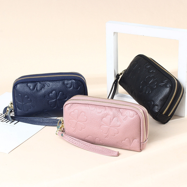

Women short organizer wallet Solid color Hasp Mini Wallets Womens bags wholesale Credit Card Genuine leather Black/red/grey Q37X29, Purple
