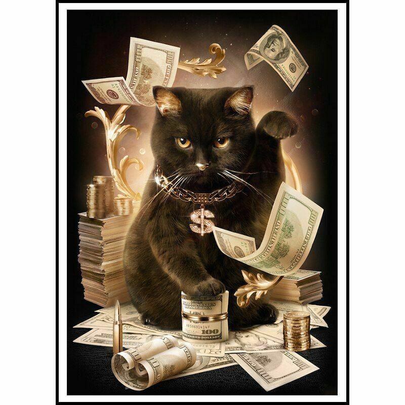 

Diamond Painting HOMHOL DIY 5D Embroidery Animals Cat Money Pattern Pictures Of Rhinestones Mosaic Cross Stitch