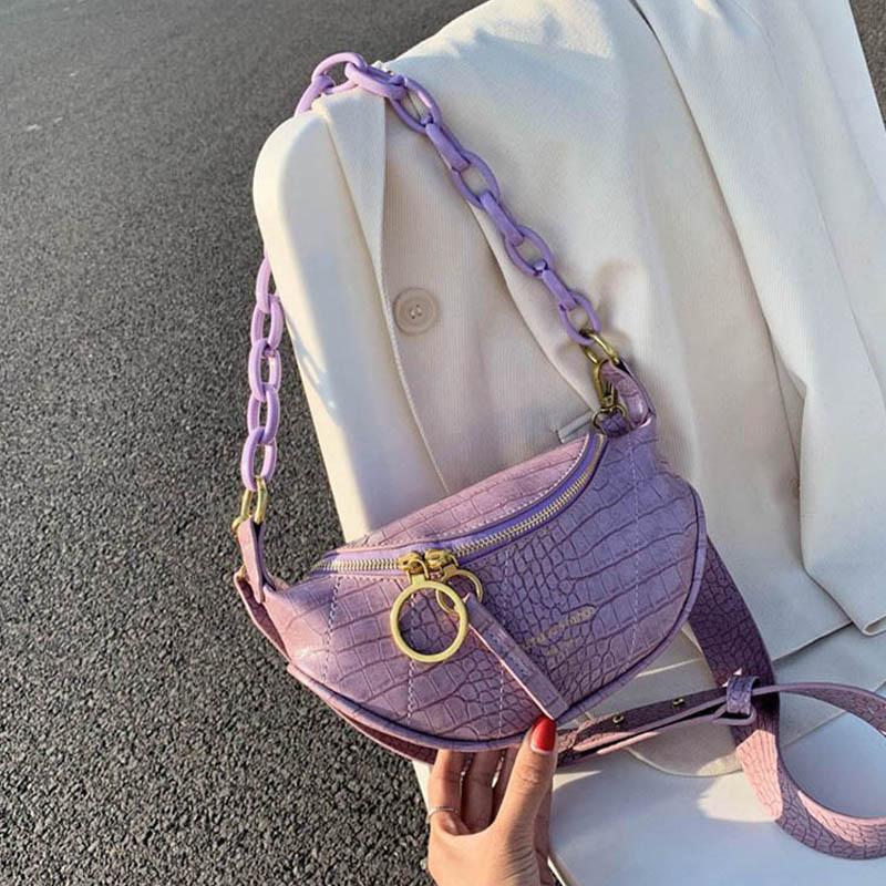 

Women Waist Bag Phone Pack 2021 Chain Belt Bags Fashion Leather Crossbody Chest Female Purse Handbag