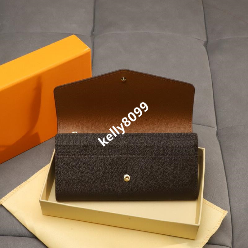 

2021 women Genuine leather wallet Fashion zipper purse pouch wallets come with orange box 60531, Red;black