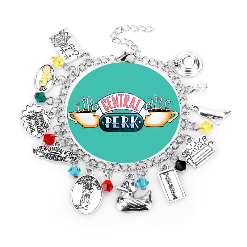 

Charm Bracelets TV Show Fashion Friends Central Perk Bangles Coffee Time Smelly Cat Charms Wristlet For Women Girl Jewelry Gift-25