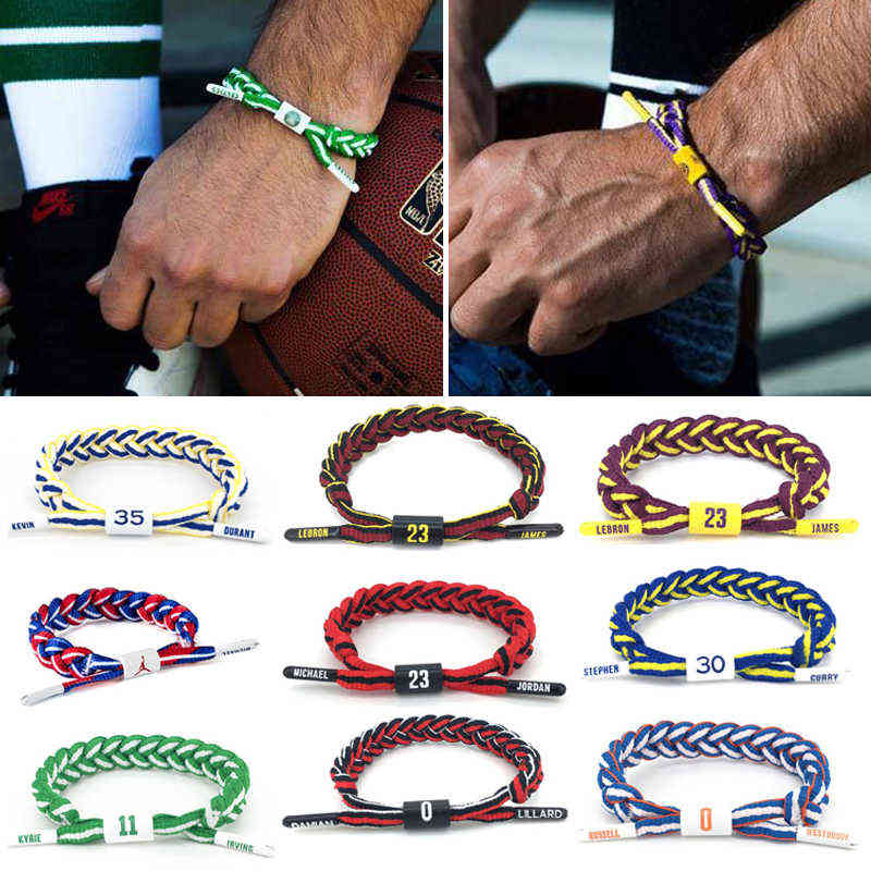 

Braided Hand Rope Basketball Star Bracelet for Men Sports Wristband Fashion Same Woven Bracelets Men's Bangles