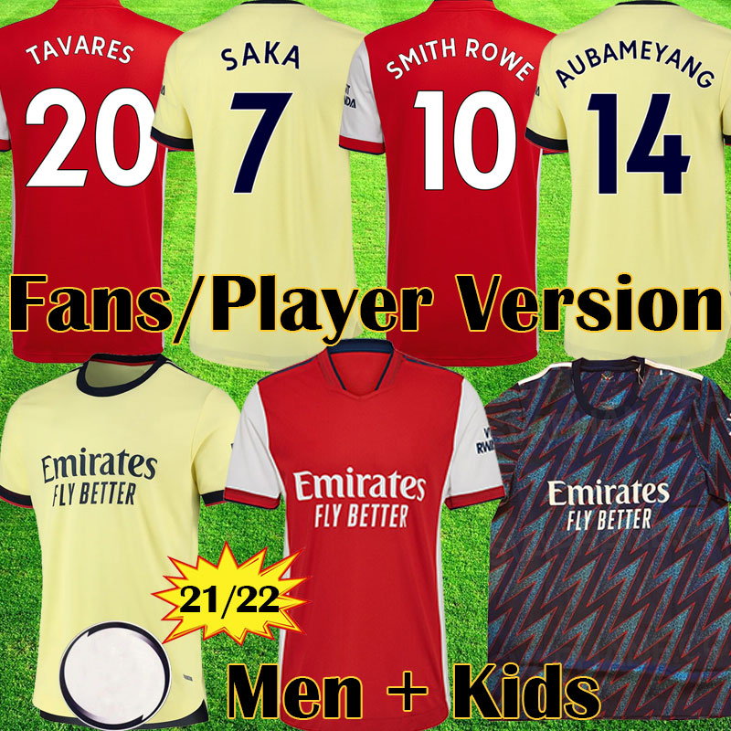 

Fans Player version Arsen soccer jerseys Gunners 21 22 SMITH ROWE 10 TAVARES PEPE SAKA THOMAS WILLIAN TIERNEY ARsenAL football shirt Men kit + Kids Equipment tops, Kids home