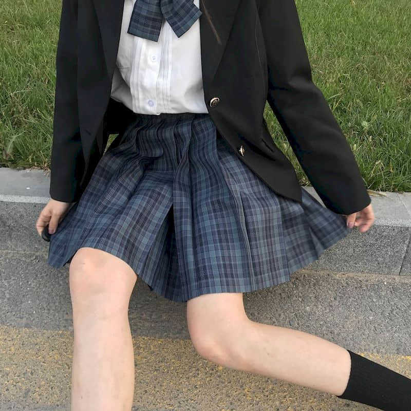 

jk uniform plaid skirt orthodox student Japanese college style Kawaii soft girl high street dress Harajuku bottom lovely 210526, 39cm skirt