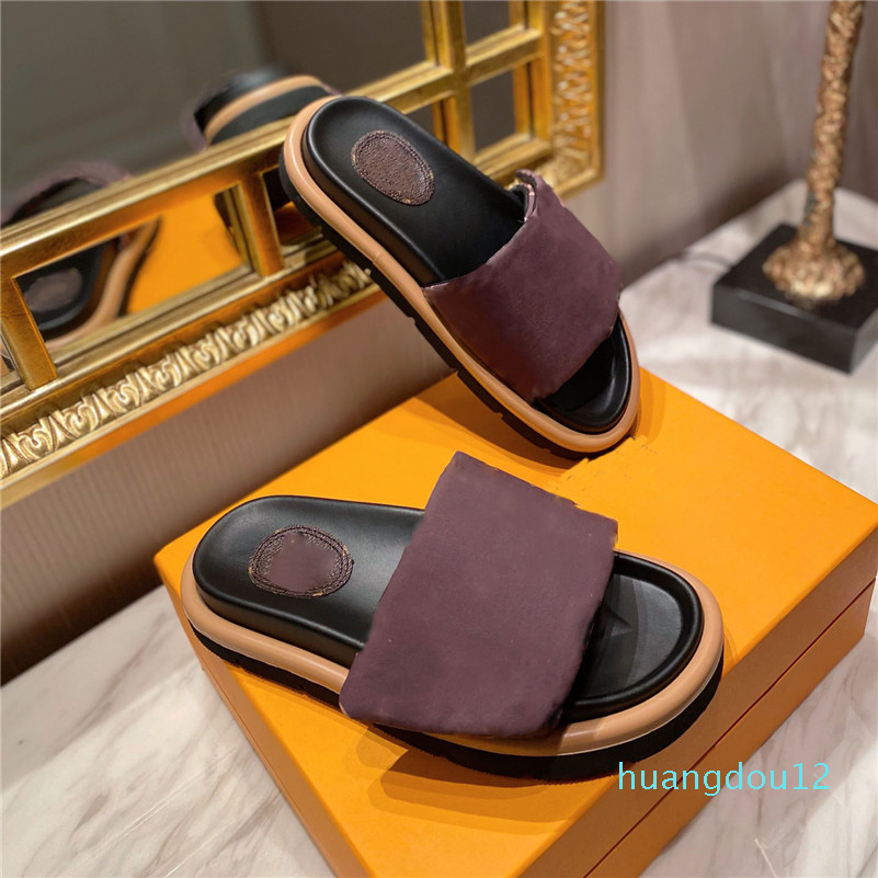 

Designer- Smooth Women Sandals Flat Comfort Mules Velcro Padded Front Strap Slippers Fashionable Easy-to-wear Style Slides, Black