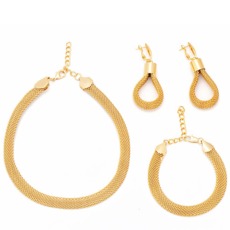 

Earrings & Necklace Trend 2021 Gold Color For Women Fashion Unique Jewellery Bracelet Set Wedding Party Gift, Silver
