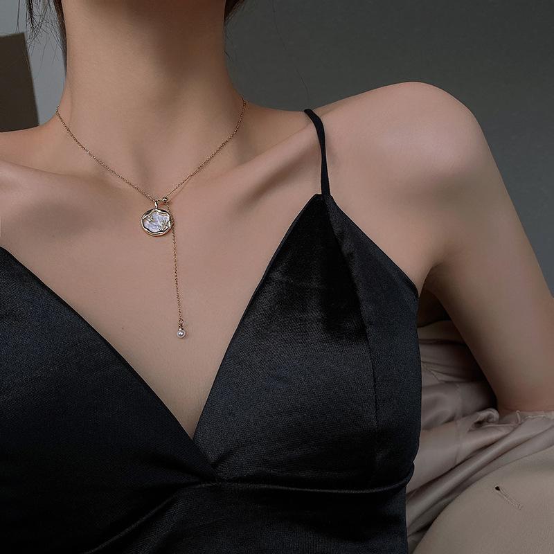 

Pendant Necklaces Charm Choker Necklace For Women Party Pearl Shell Jewelry Gift Fashion Gold Simple Cute Korea Star Rhinestone