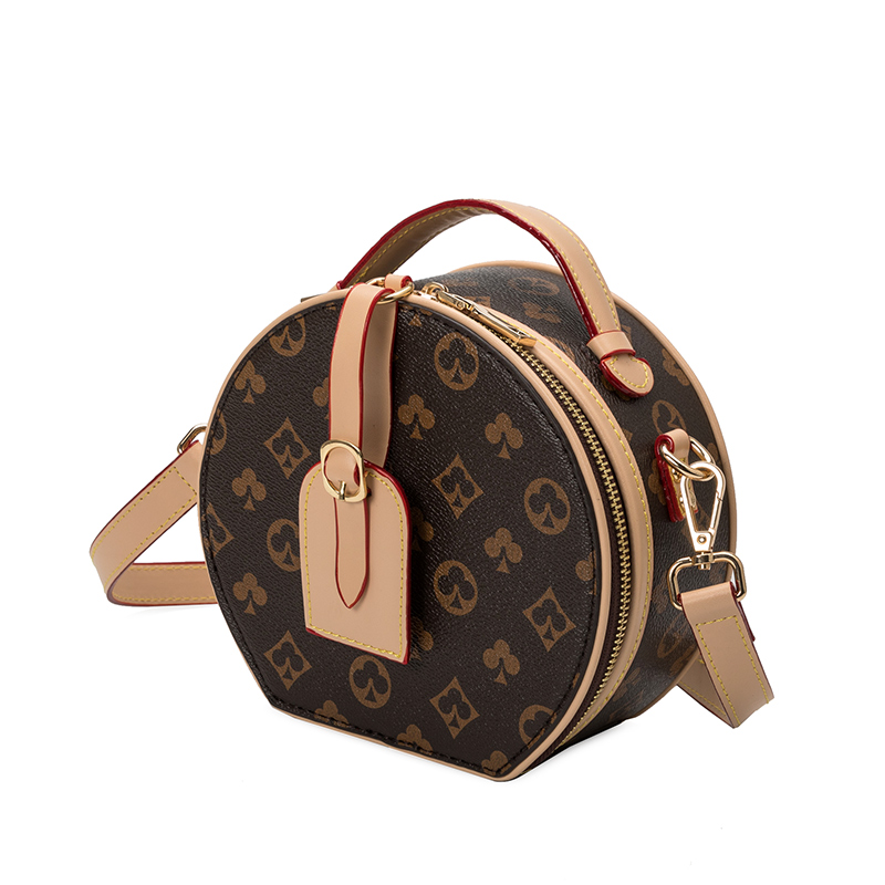 

Designers Round Leather Handbag Totes Women Messenger Bags PU Crossbody Bag Vintage Floral Ladies Shoulder Bag Leather Hobos MMM, Black