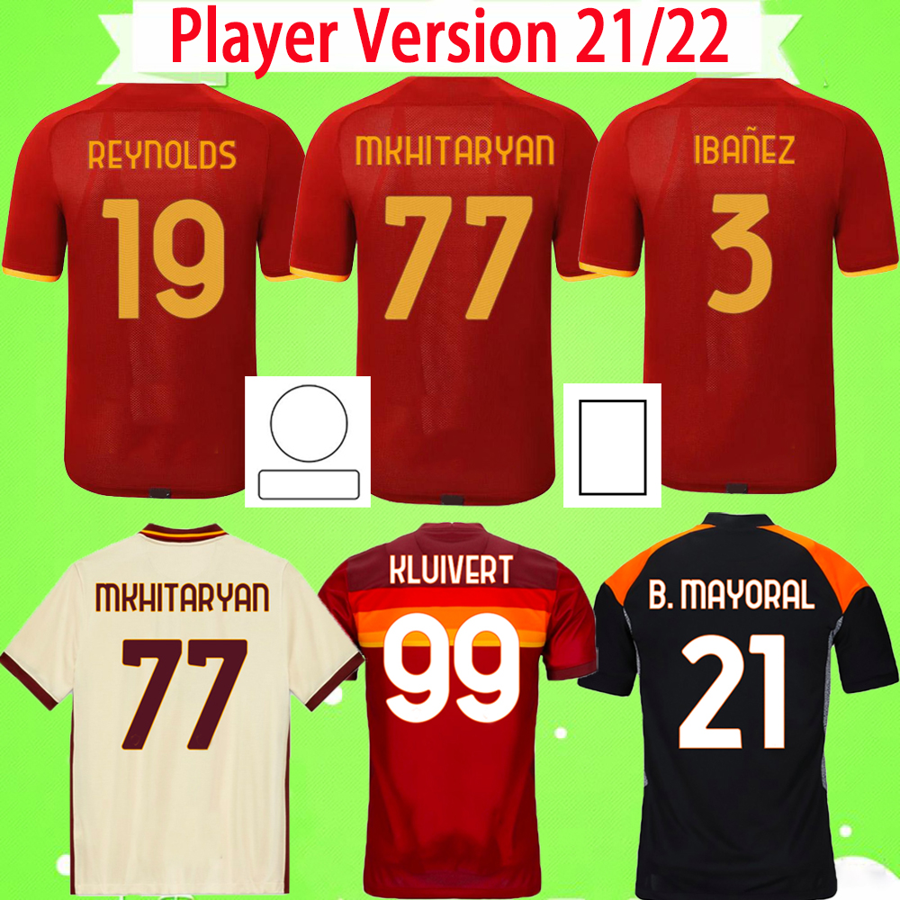 

Player Version 2021 2022 Soccer jerseys ROMA DE ROSSI DZEKO ZANIOLO TOTTI PEROTTI KOLAROV 21 22 football shirts home red away third black fourth top quality -2XL