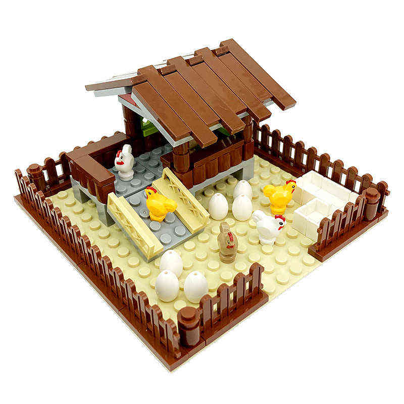 

City Farm Animals Building Blocks for Kids MOC Bricks Parts Chicken Coop Hen House Toys for Children Boy Girl DIY Gifts Juguetes H1028