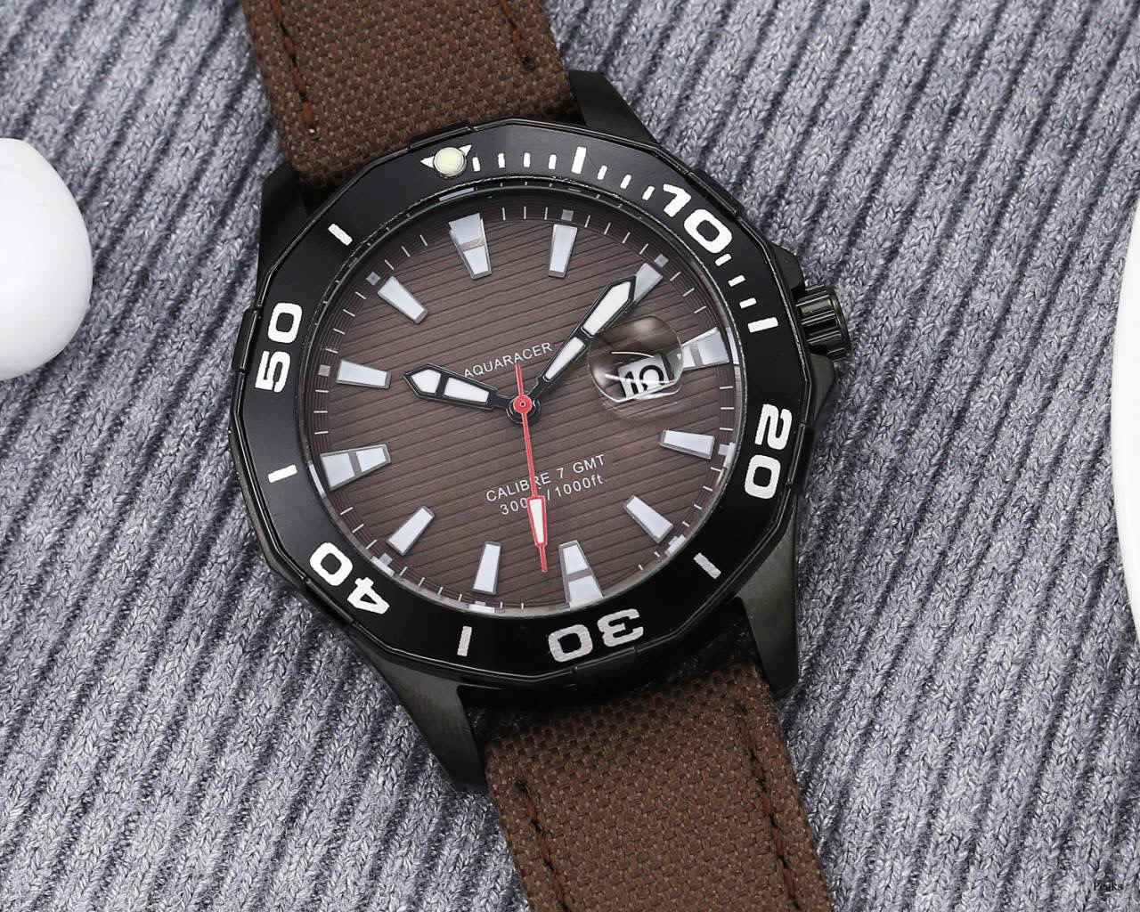 

On sale style 43mm round leather Cloth tape quartz fashion mens watches auto date men dress designer watch wholesale male gifts wristwatch relogios