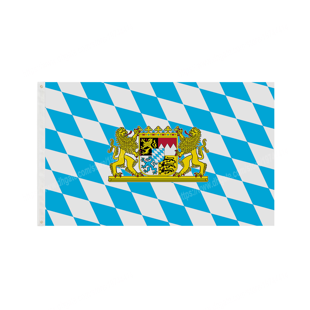 

Bavaria Bavarian Flags Lion Crest German Germany Flag 90 x 150cm 3 * 5ft Custom Banner Metal Holes Grommets