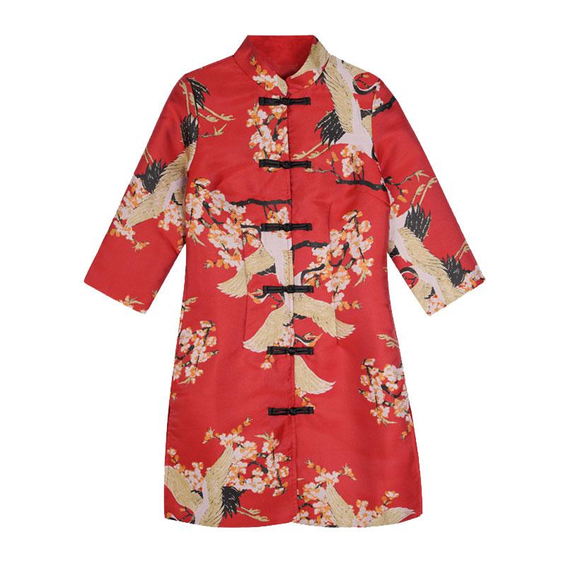 

Ethnic Clothing Chinese Japanese Traditional Red Tangsuits Women Top Windbreakers