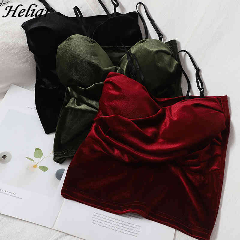 

Sexy Vintage Wine Women Velvet Camis Crop Tops Female Harajuku Sleeveless Shirt Casual Camisole Tanks Fitness 210518, Red
